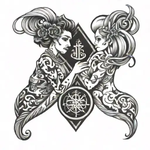 Bar Tender And Gemini Zodiac Sign Intertwined
