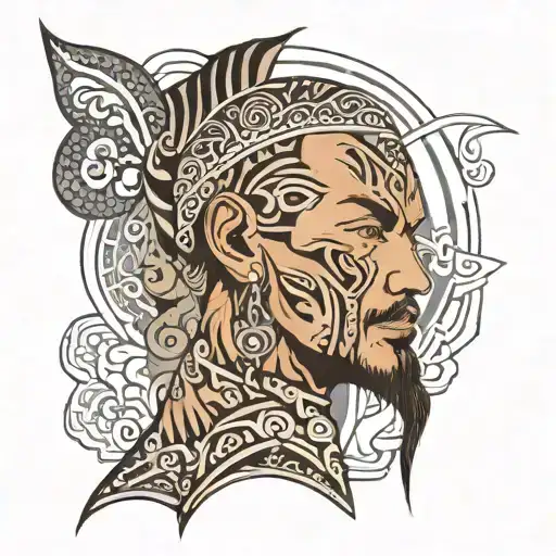 Dobarman With Tribal Design In The Background