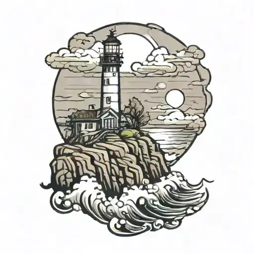 Lighthouse On Cliff With Water