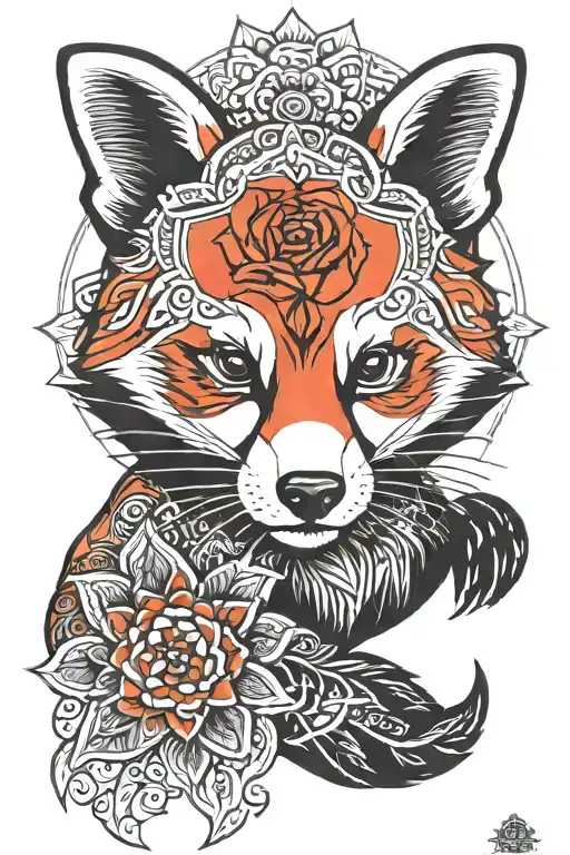 Red Panda Mandala Design Incorporating