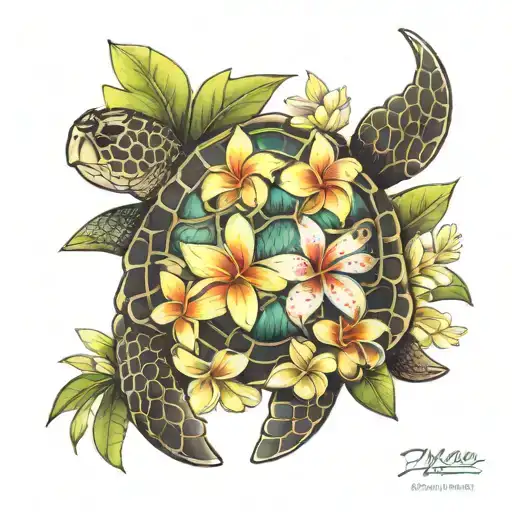 Plumeria And Sea Turtle