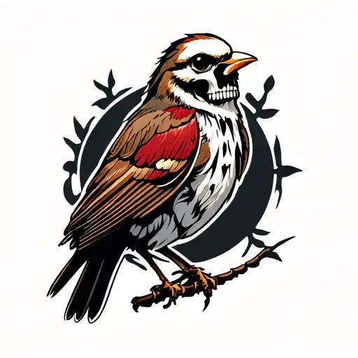 Sparrow With A Skull Head And Spine