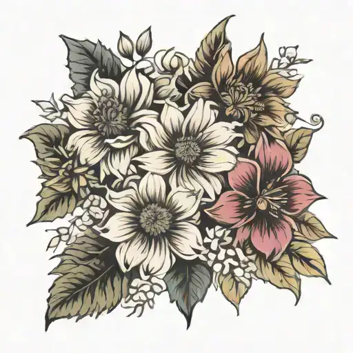 Dahlia And Hibiscus And Sunflower