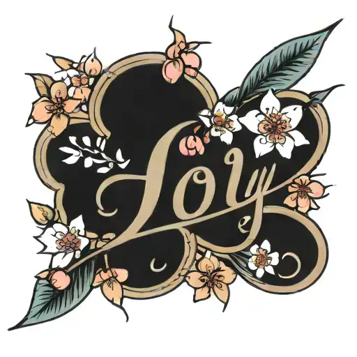 Joy Script With Cherry Blossom