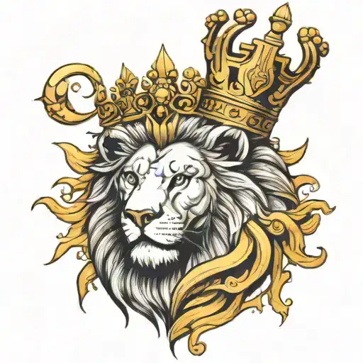 Sun Moon Combined With Lion Wearing A Crown