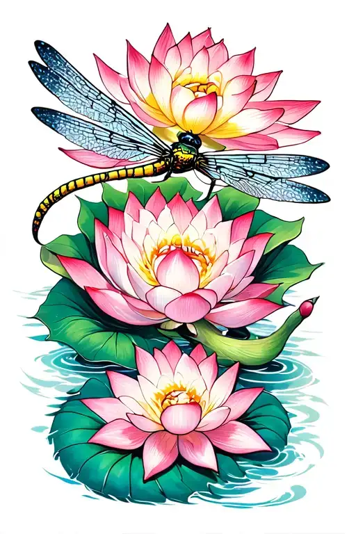 Lotus And Dragonfly