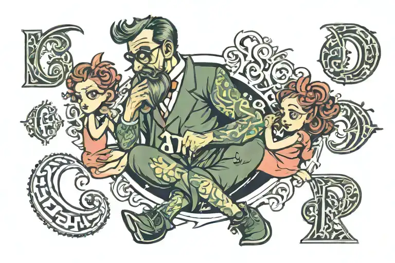 Crazy Daddy Daugther Designe With Letters Picture