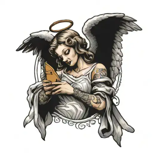 Angel Caressing A Letter A