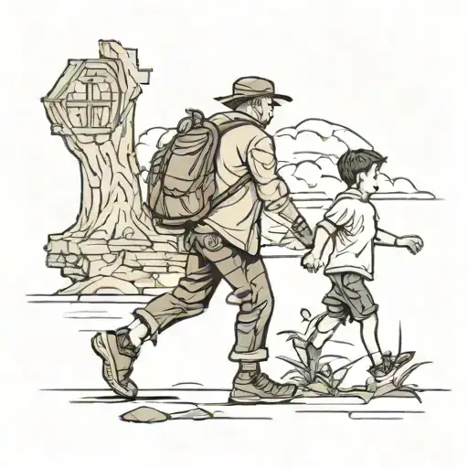 Father And Son Walking Away