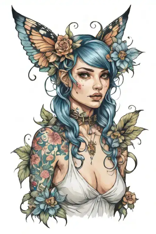 Fae Fantasy Girl Portrait Looking With Color