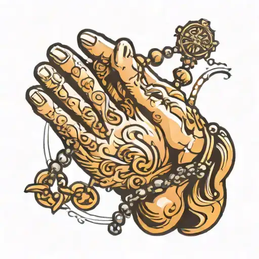 Prayer Hands With Rosary Beads