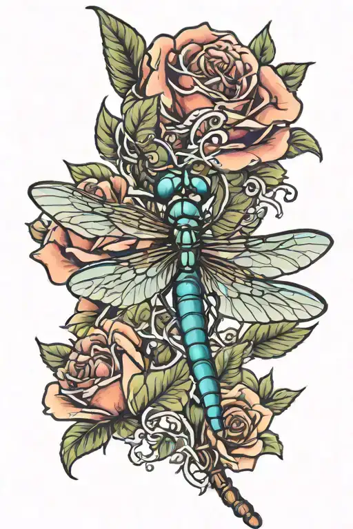 Dragonfly On A Rose