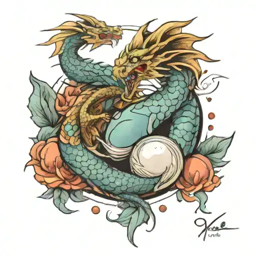 A Dragon Which Grab Jupiter And A Pearl