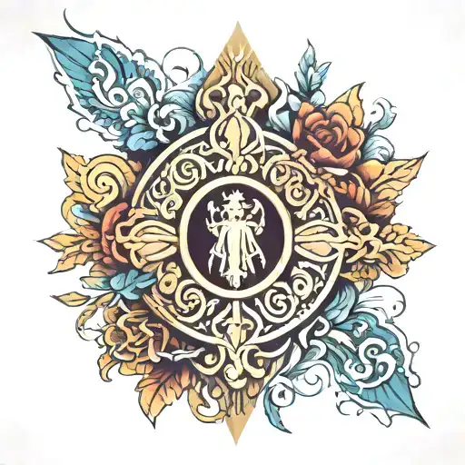 Christian Tattoo With Greek Pattern Transitions