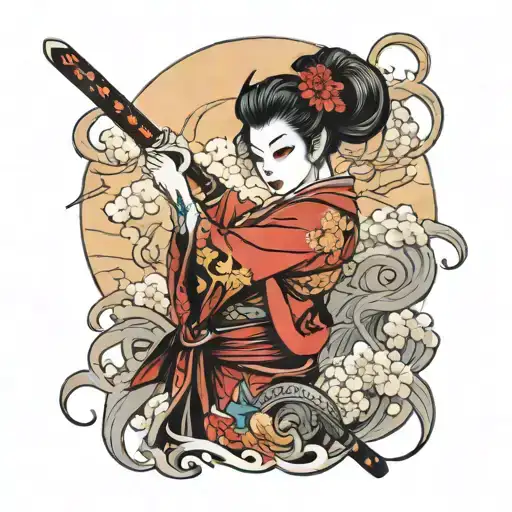 Geisha Holding A Katana