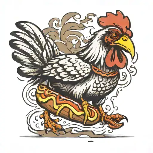 Chicken Running With A Hot Dog