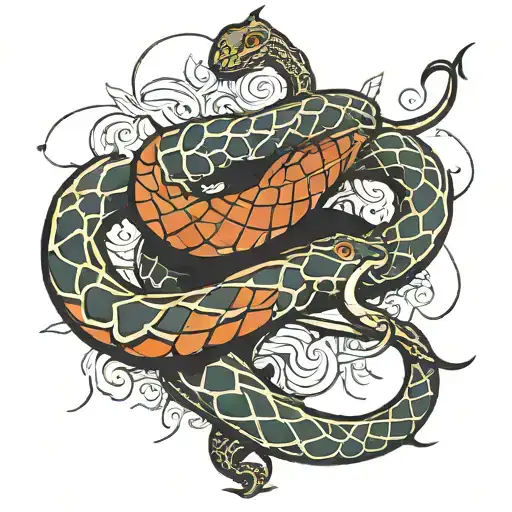 Broze Snake Wrapped On Pole Intertwined