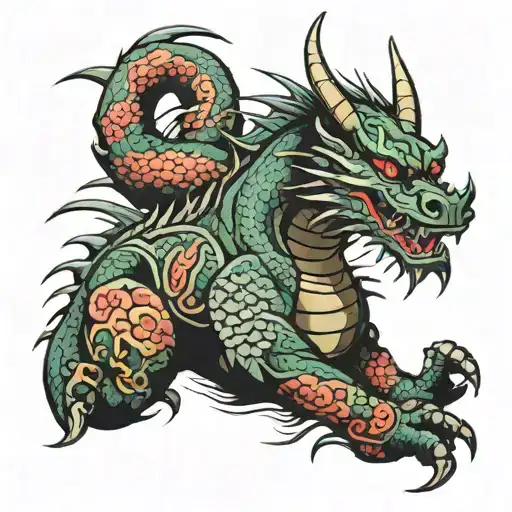 Dragon Samurai On Background