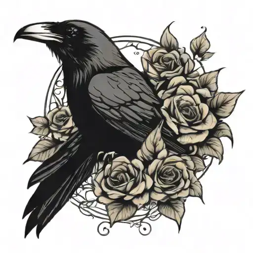 Raven A Rose And Vines