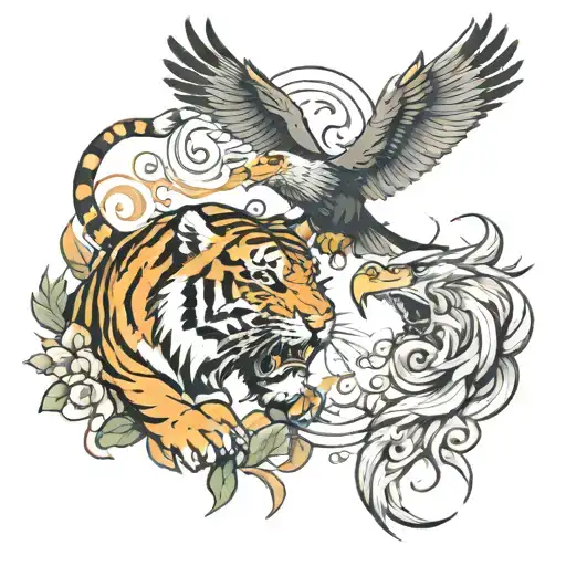 Tiger And Eagle Fighting