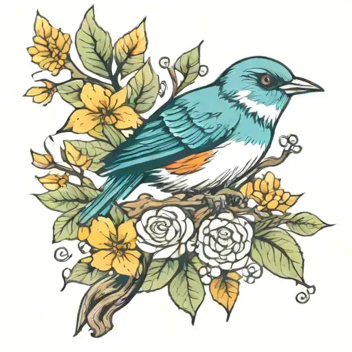 Word Amor Combined With A Bird On A Branch