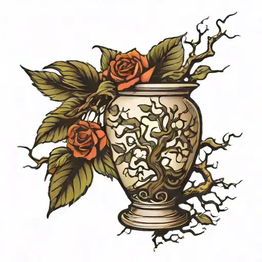 Cracked Vase With Tree Growing