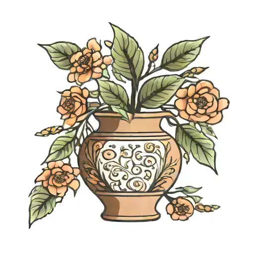 Clay Vase With Tree Growing