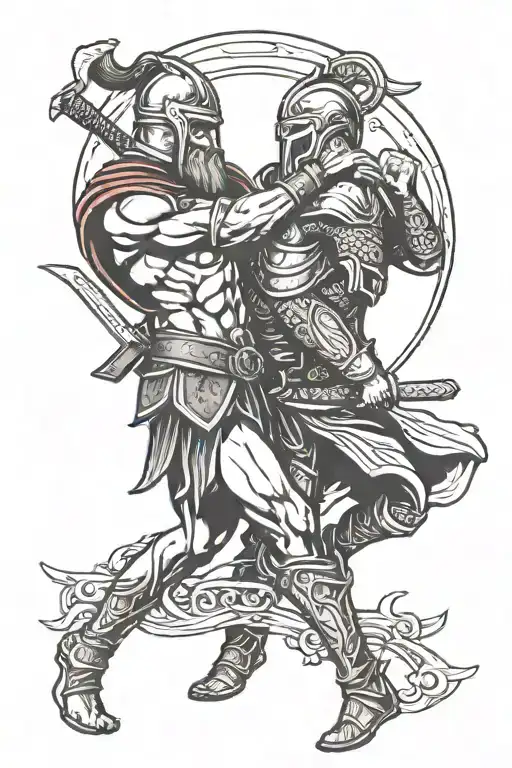 A Spartan And A Viking Fighting Each Other One