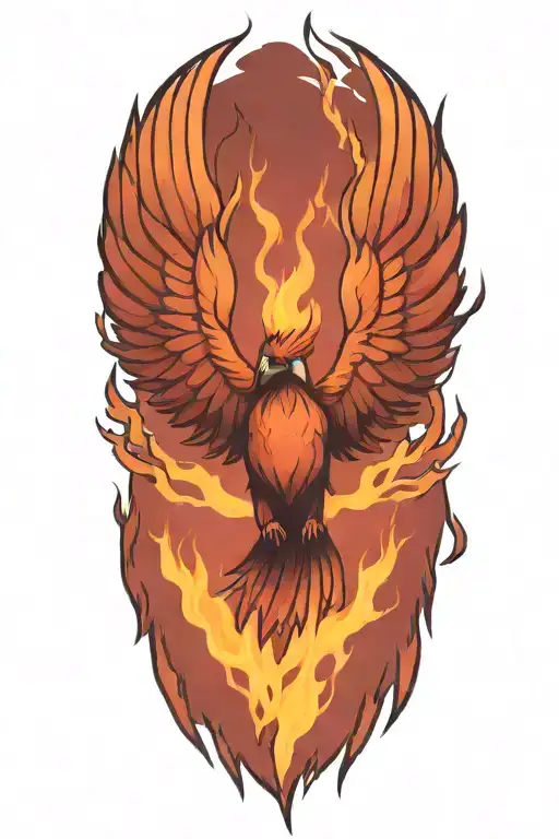 Phoenix Bird Rising From The Ashes With No Background