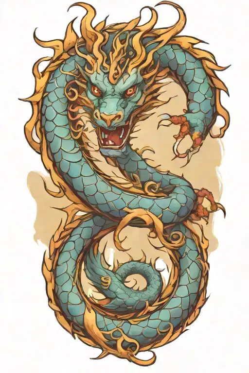 Blue Dragon Coiled Around Itself