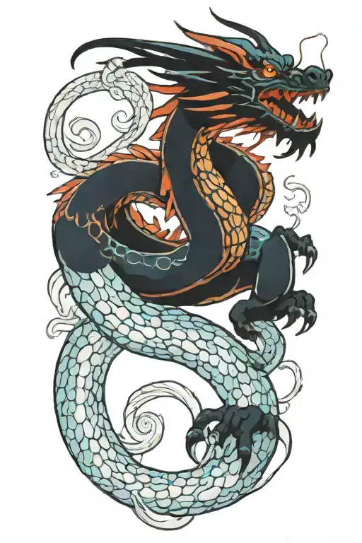 Blue Dragon Coiled Around Itself