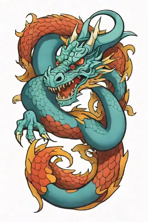 Blue Dragon Coiled Around Itself