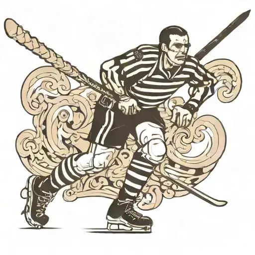 Hockey Referee With A Sword In His Back