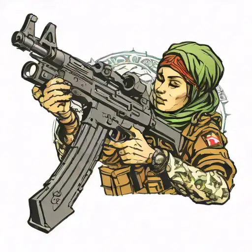 Kurdish Female Soldier Ak47 Mountain