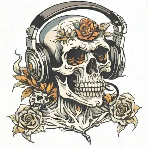 Skull Wearing Headphones