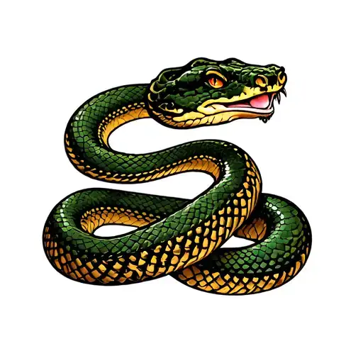 Snake Traditional Oriental Desing Wild All