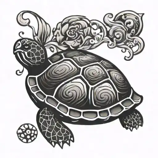 Outline Of A Turtle With A Semicolon Incorporated