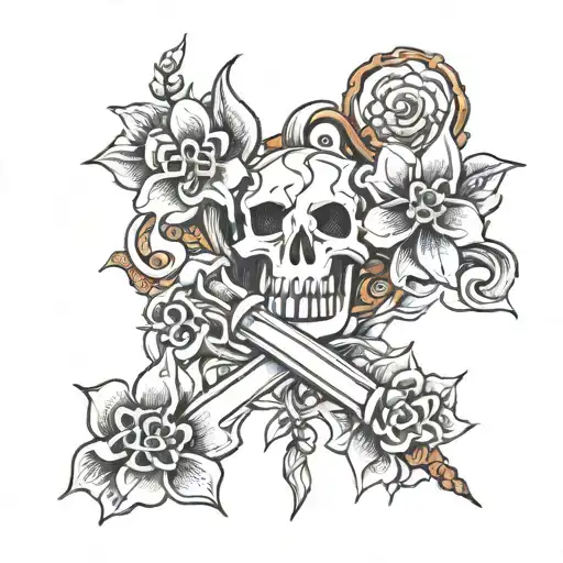 Bone Necklace Wrapped In Long Flowers