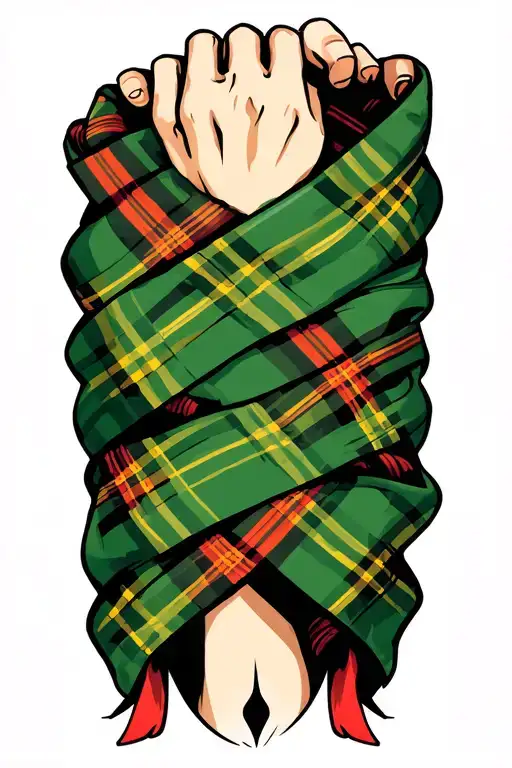 Tartan Fabric Wrapped Around Forearm
