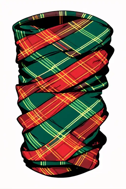 Tartan Fabric Wrapped In Baby Blue Green And Thin Red Lines