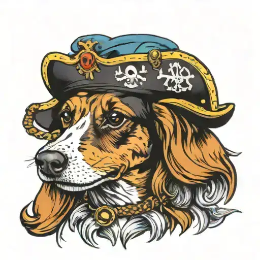 Dauschund As Pirate With Hat