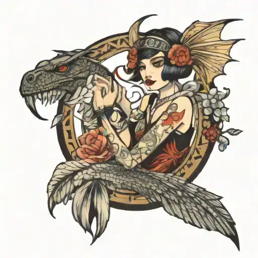 Flapper Girl With A Dragon