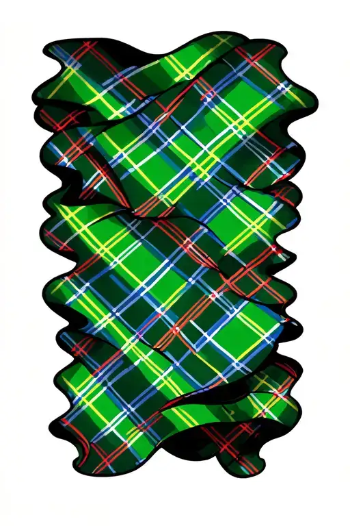 Tartan Flag Wavy On Forearm Green Baby Blue With Light Red Lines