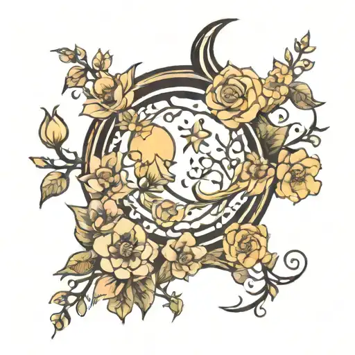 Moon With Flowers Growing