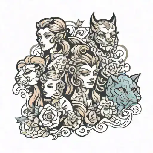 Four Family Member Represented By A Different