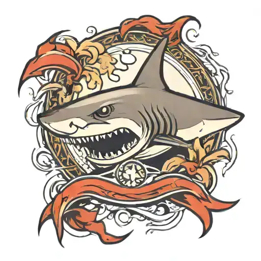 Shark Holding A Logo As A Sign