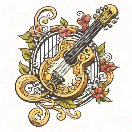 Lyre Surrounded By Music