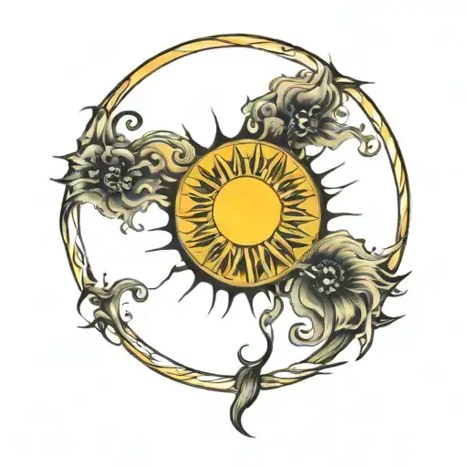 A Yellow Big Sun On Belly