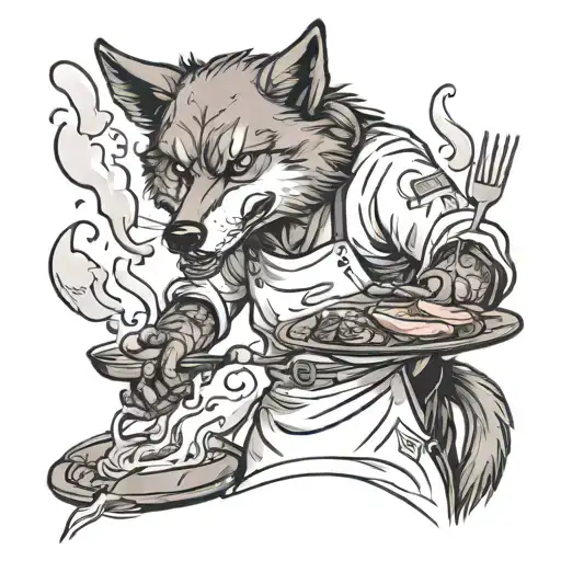 Angry Wolf As A Chef Cooking Up A Storm