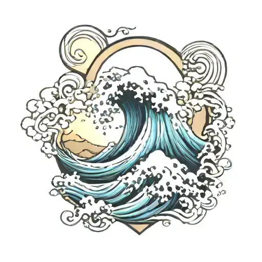 Mountain In The Back With An Wave Crashing